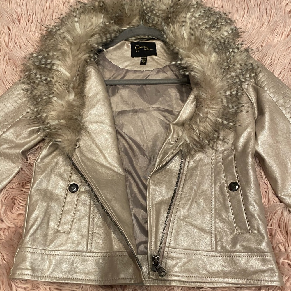 Jessica Simpson Faux leather and Faux fur jacket